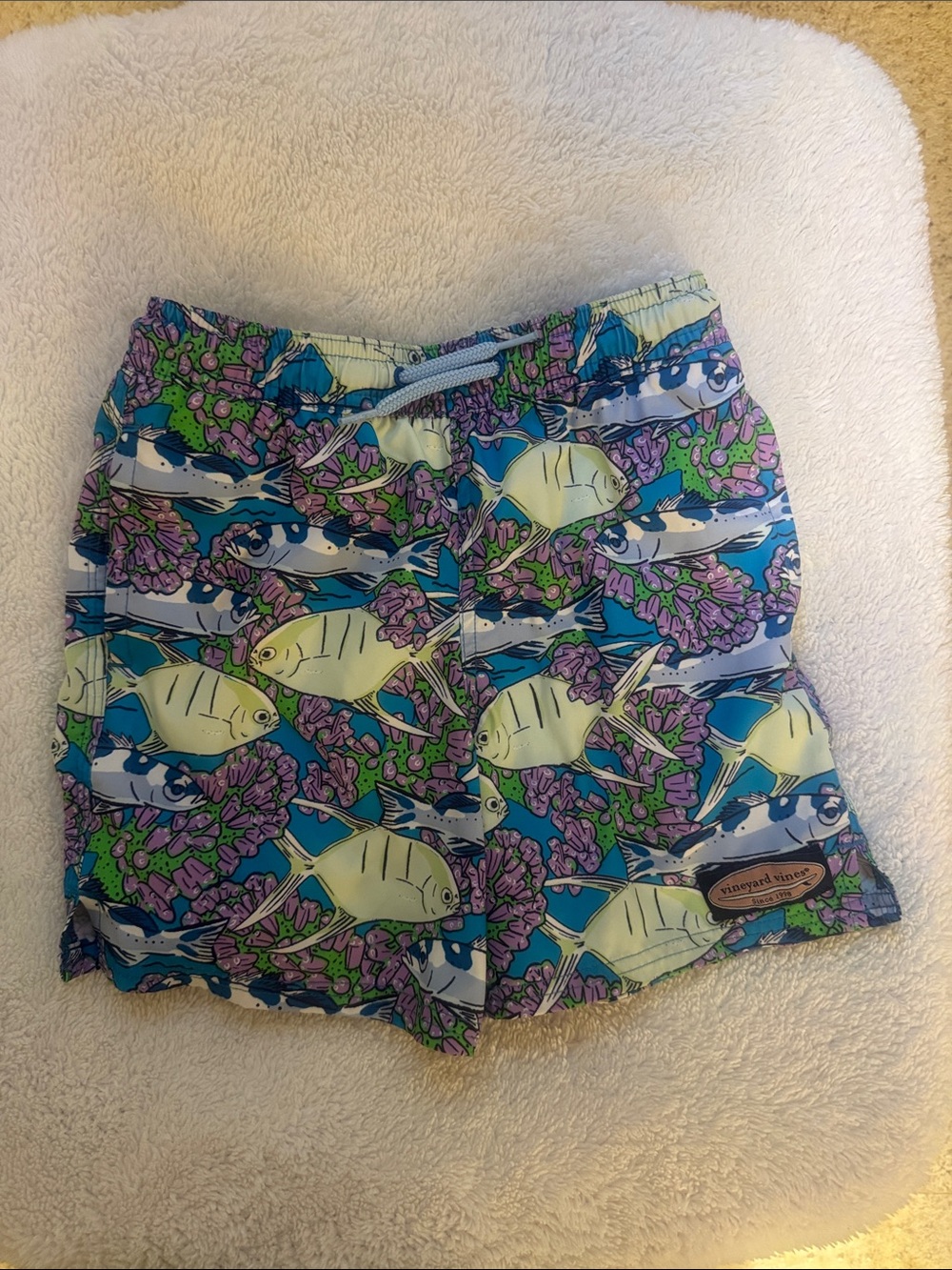 Vineyard Vines Boys Fish Print Swim Shorts - Multicolor